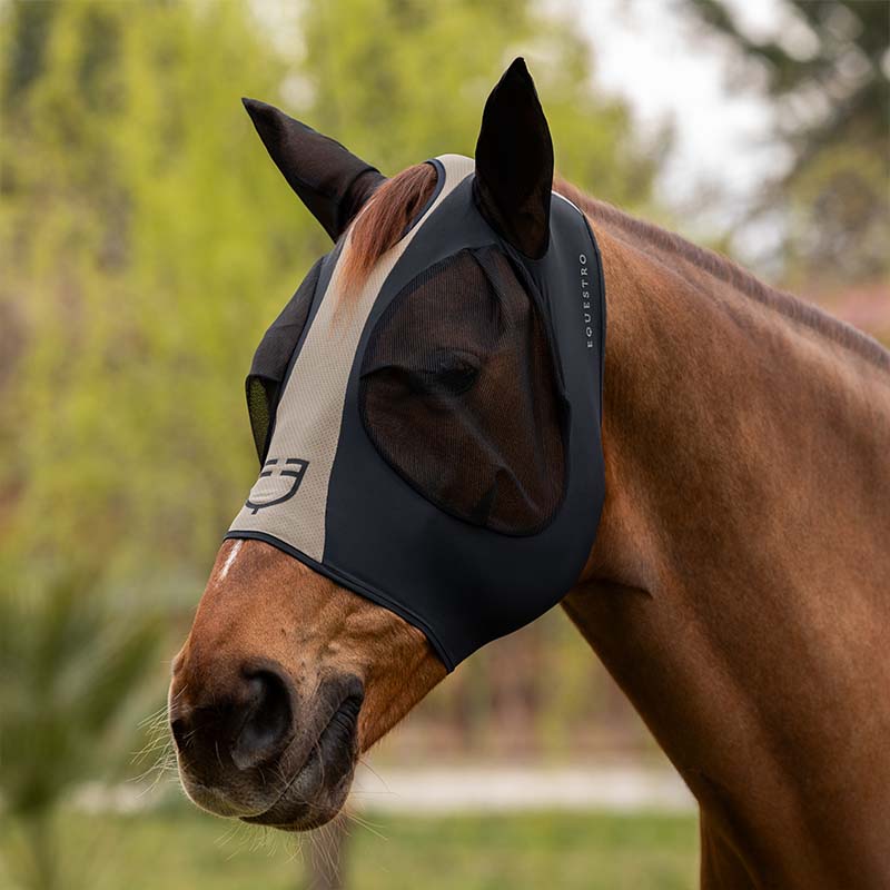 Maschera antimosche cavallo equestro in lycra e rete mesh - 0681