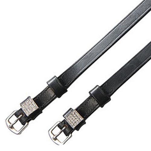 Cinturini In Cuoio Per Speroni Cavallo - 50cm Con Fibbie Acciaio, 1 Paio