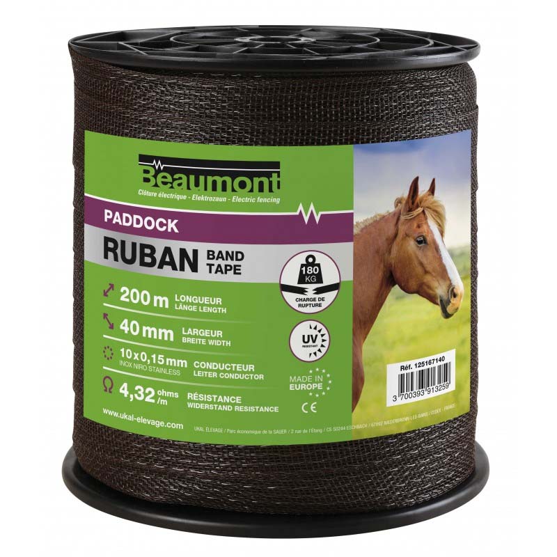 Banda Elettrica 40 mm / 200 mt Beaumont, con conduttori in acciaio