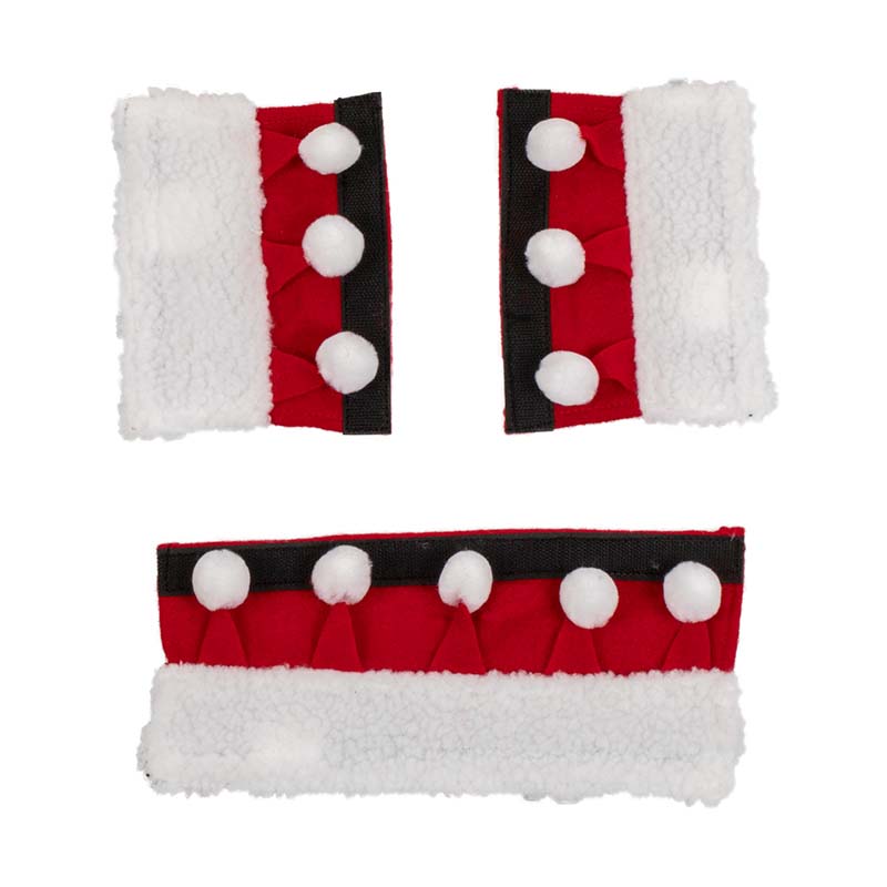 Set Natalizio per briglia copri nasalina e montanti con pon pon - 9323