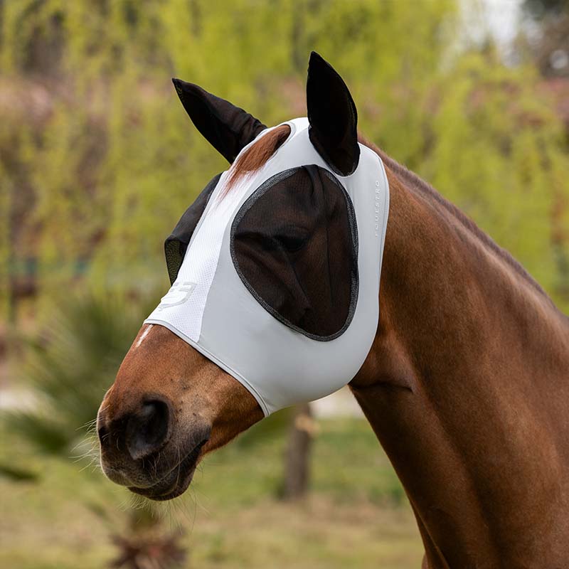 Maschera antimosche cavallo equestro in lycra e rete mesh - 0681