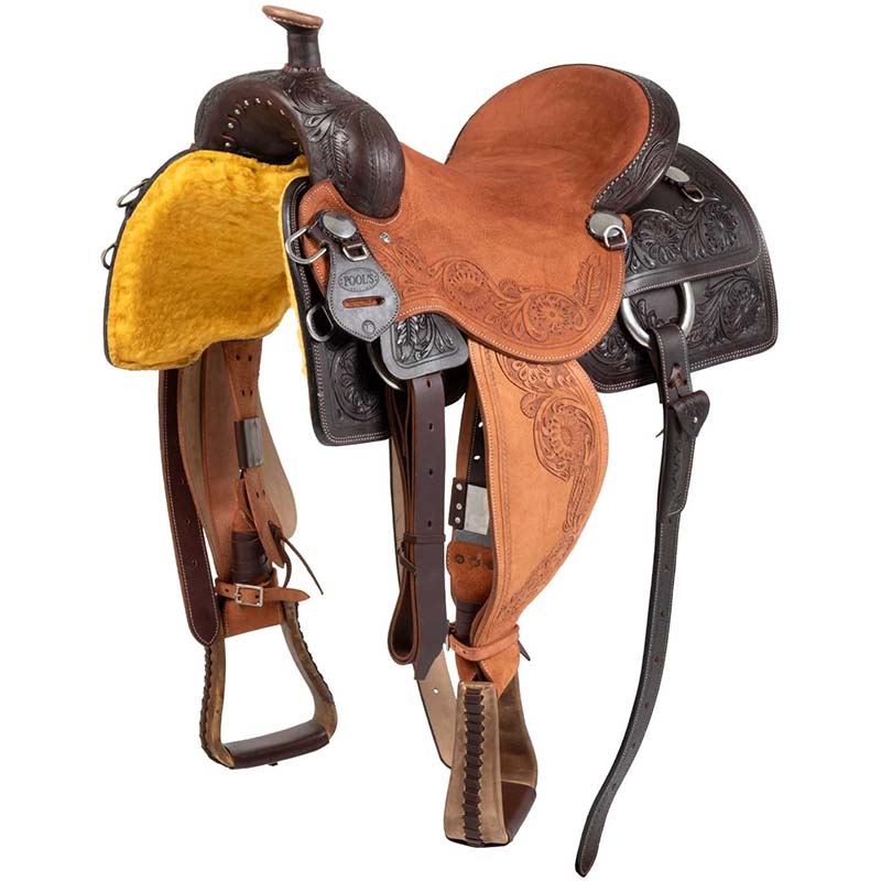 Sella Western Cow Horse Pool’s da lavoro e roping con flower tooling - 4914