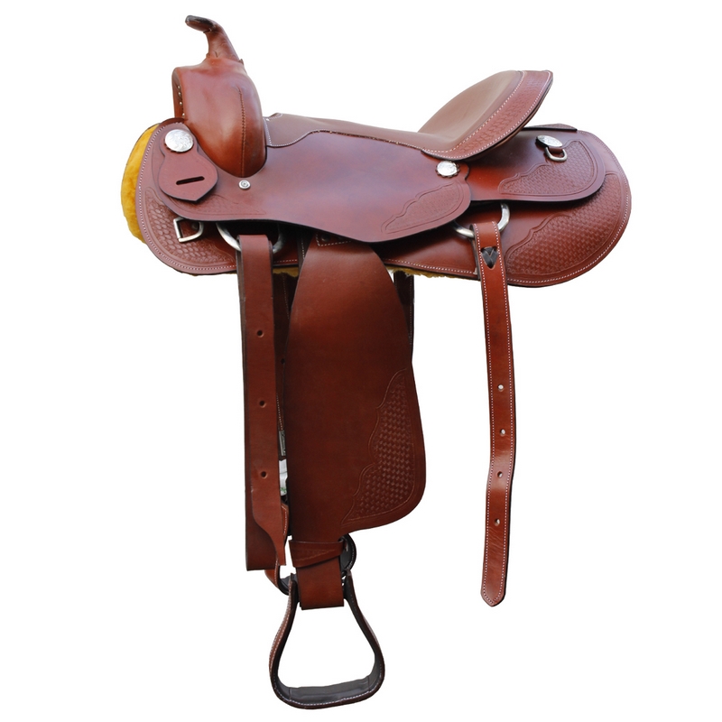 Sella Western in cuoio 16'' Semi-quarter lavorazione basket  - 4855
