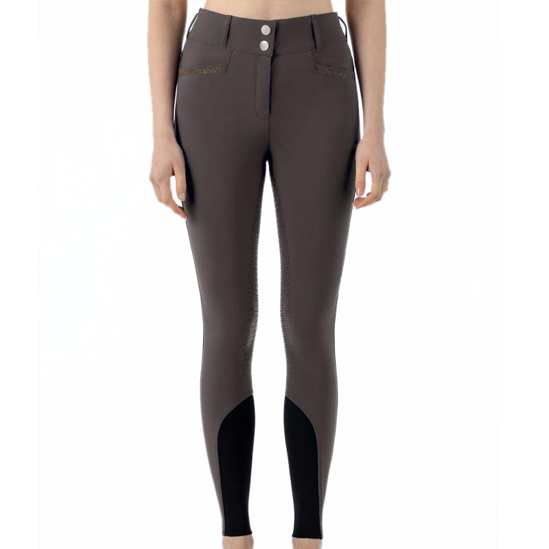 Pantaloni equiline da donna crystalef con full grip e glitter a vita alta - 3819