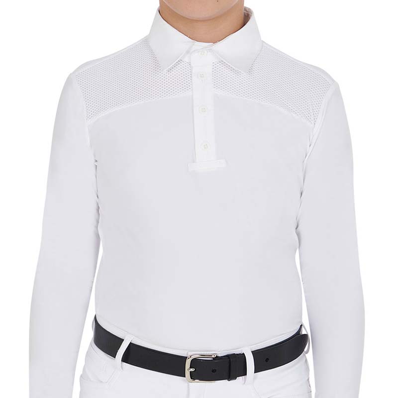 Polo da Concorso Equestro da Bambino microtraforata, maniche lunghe - 9795