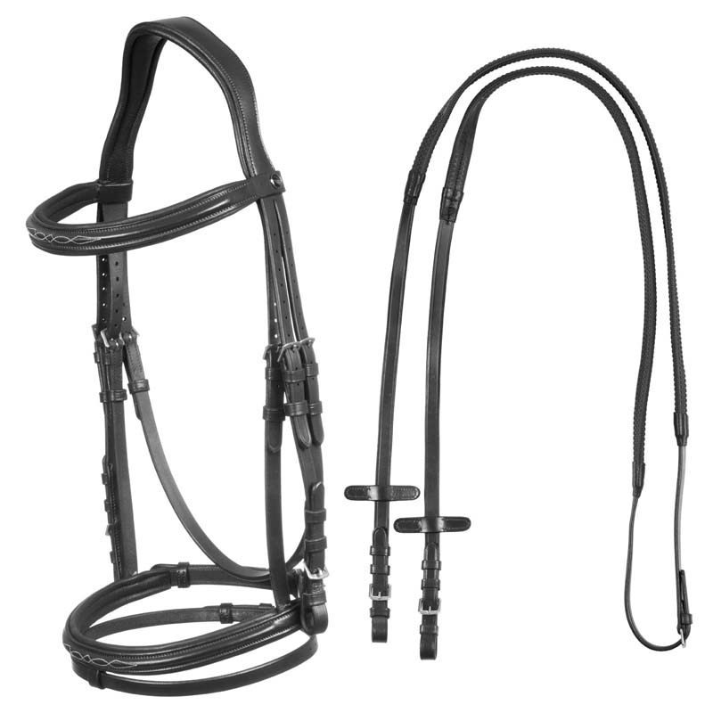 Testiera anatomica supreme in cuoio con ricamo, con redini