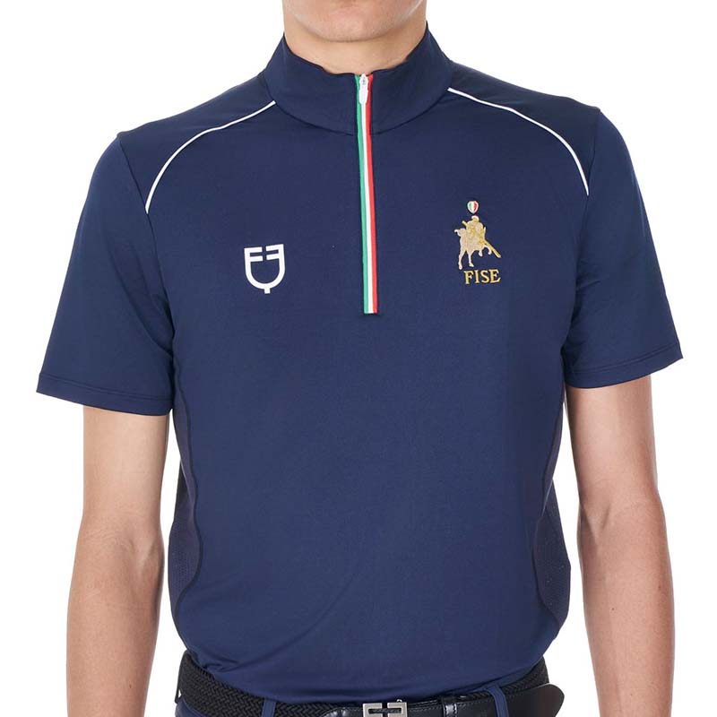 Polo da training uomo maniche corte tricolore equestro x fise