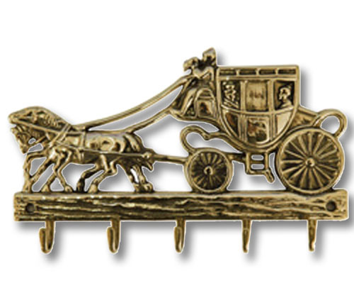 Portachiavi da muro con soggetto carrozza in ottone - 0094