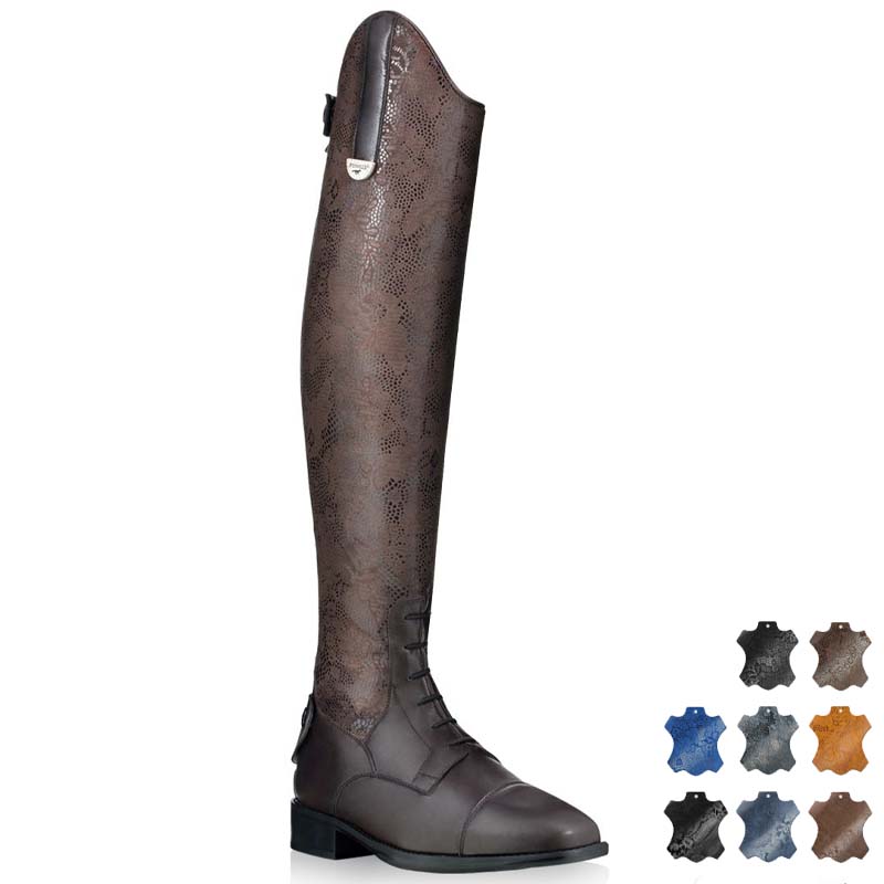 Stivali Pioneer super elastico in pelle fantasy flowers con lacci modello Ebe