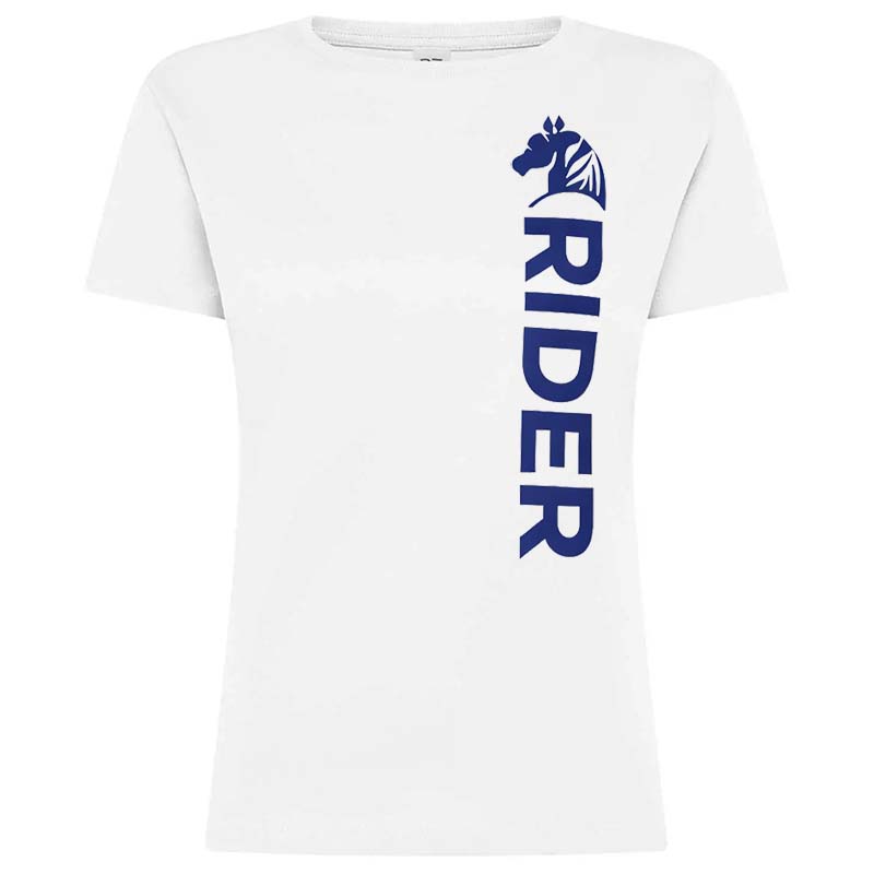 T-Shirt Equitazione Donna BLUE RIDER - bianca con stampa navy - 9397