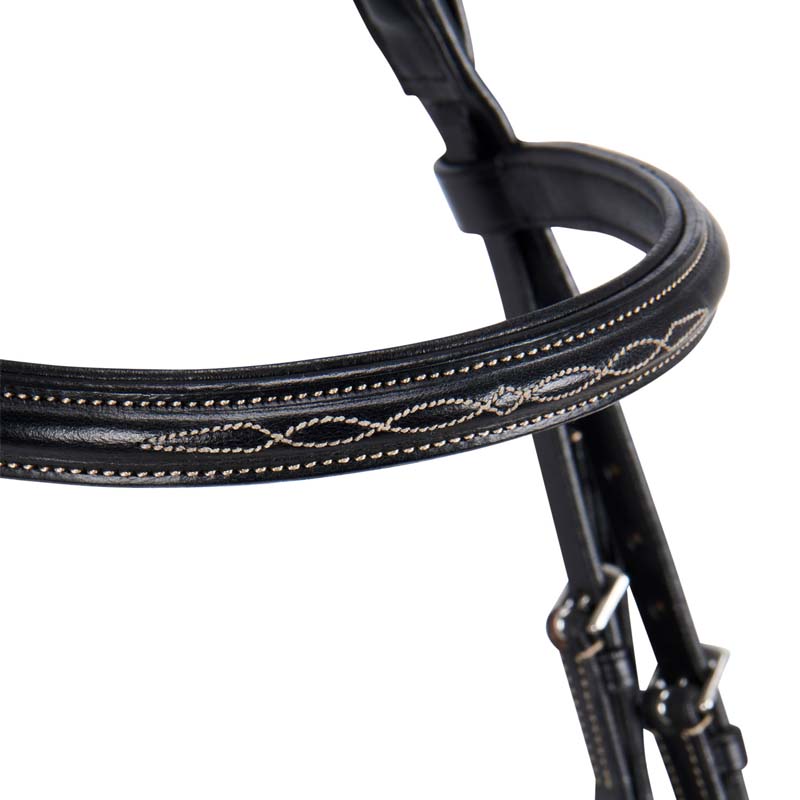 Testiera inglese Equestro in cuoio con frontalino ricamo Deco New - con Redini - 2340