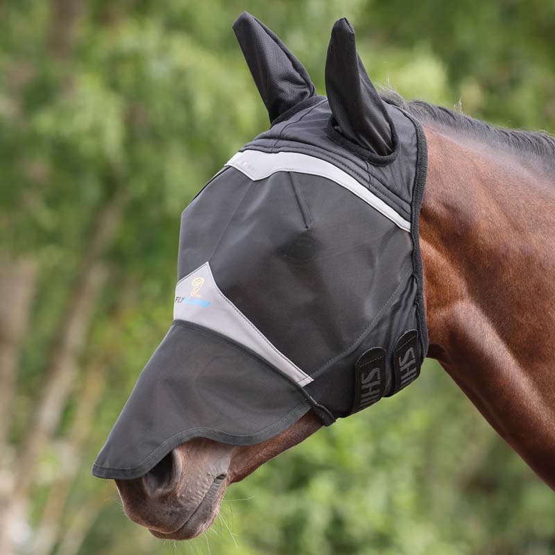 Maschera antimosche Shires per cavallo - in maglia soffice ergonomica