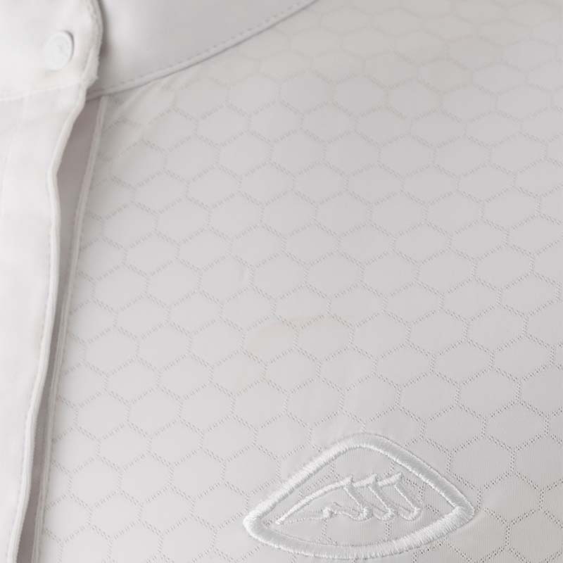 Polo bianca da Gara Equiline da donna con trafori geometrici CUADRO - 9206