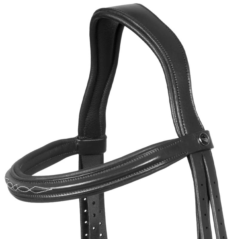 Testiera anatomica Supreme in Cuoio con ricamo, con redini - 2348