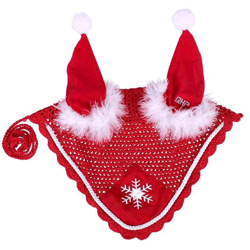 Cuffietta antimosche natalizia per cavalli con pom pon