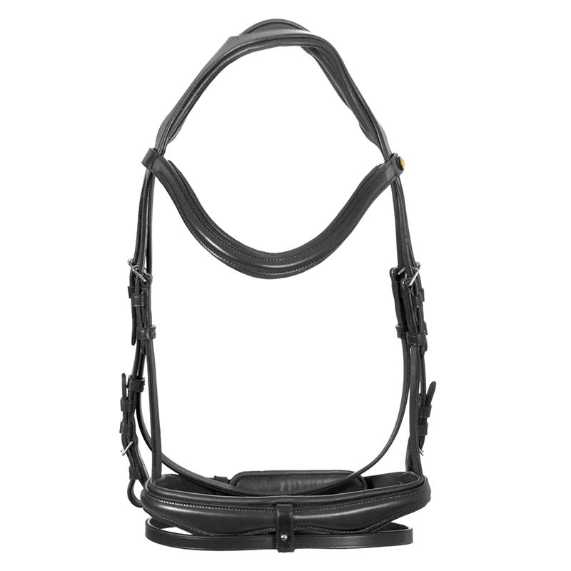 Testiera inglese anatomica Equestro CROWN in cuoio, con redini - 2356