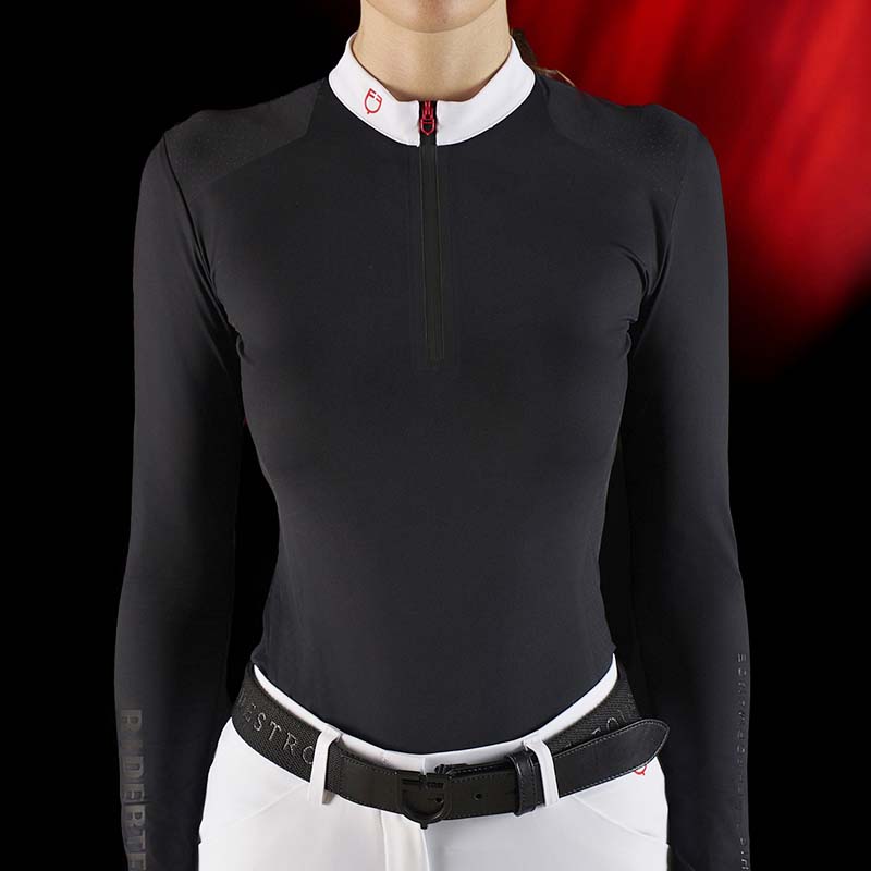 Polo da concorso donna maniche lunghe Equestro Ridertechnology