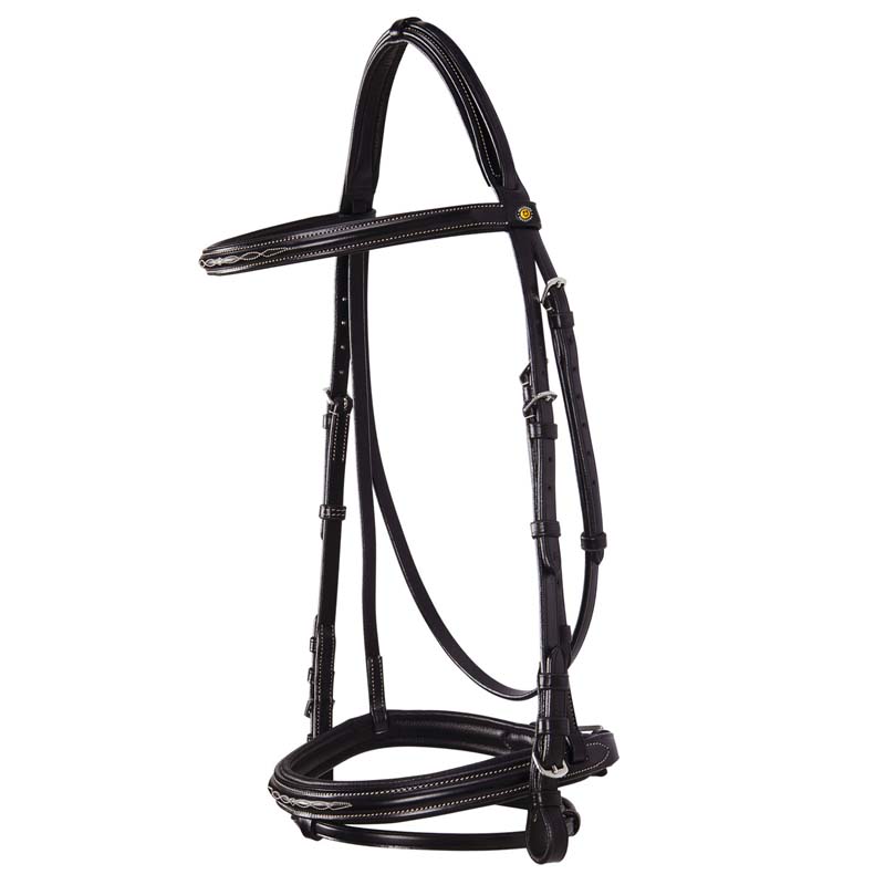 Testiera inglese Equestro in cuoio con frontalino ricamo Deco New - con Redini - 2340