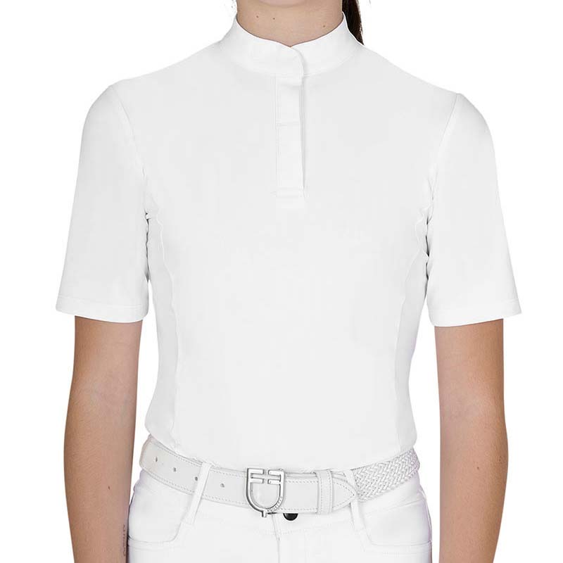 Polo estiva da Gara Bambina/Ragazza Equestro a manica corta, bottoni nascosti
