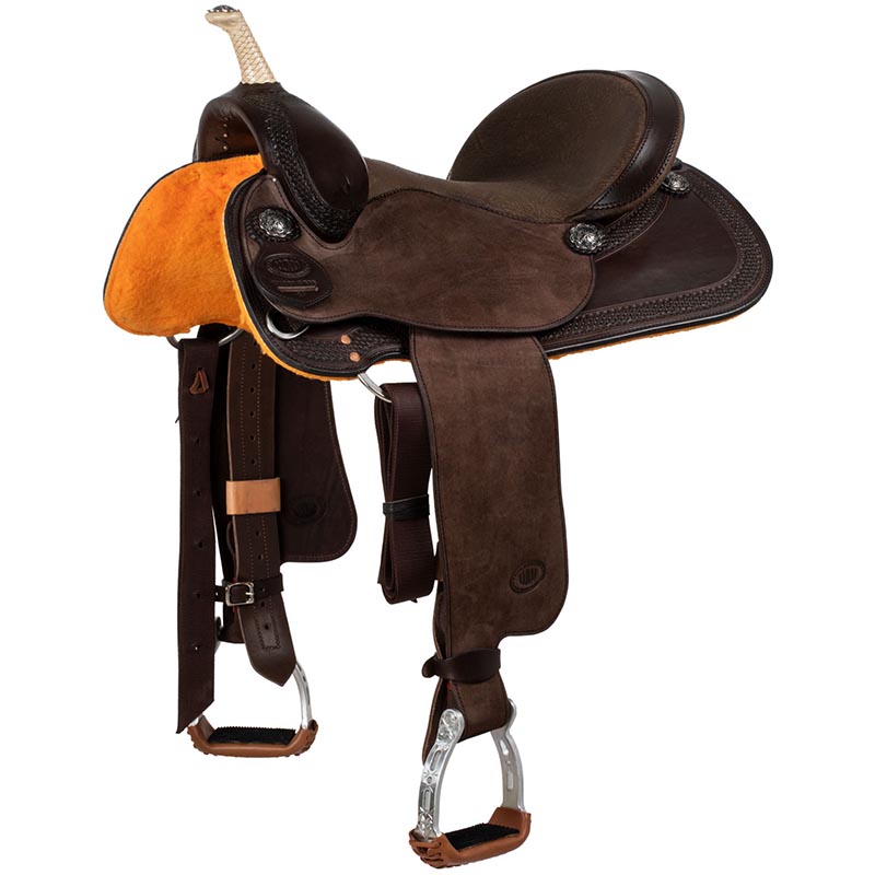 Sella western West Wood basic Barrel MJ marrone con decoro basket