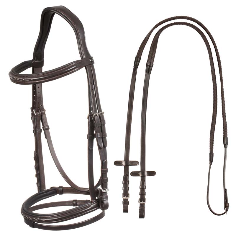 Testiera anatomica Supreme in Cuoio con ricamo, con redini - 2348