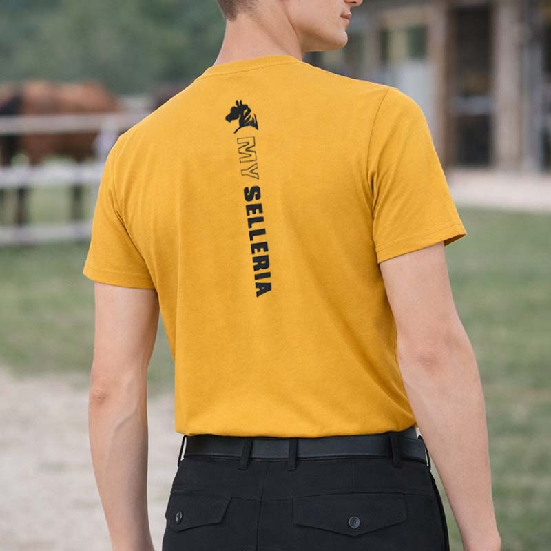 T-Shirt Equitazione Uomo STABLE FORCE - Mustard Edition con stampa nera - 9400