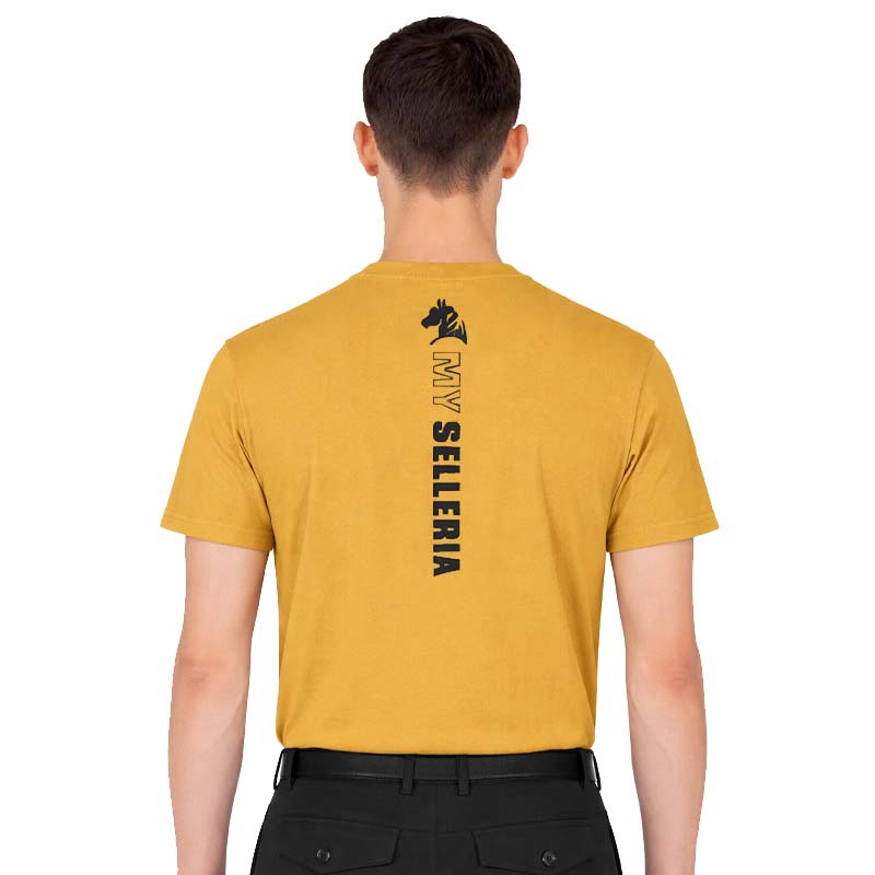T-Shirt Equitazione Uomo STABLE FORCE - Mustard Edition con stampa nera - 9400