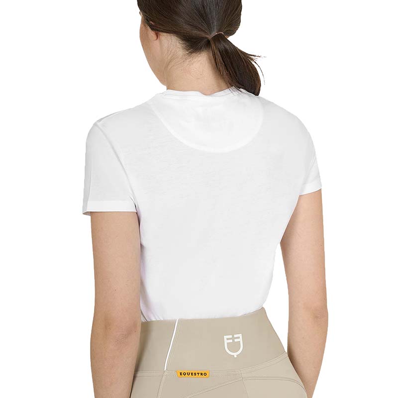 T-shirt in cotone Donna Equestro con stampa oro e strass - 9872