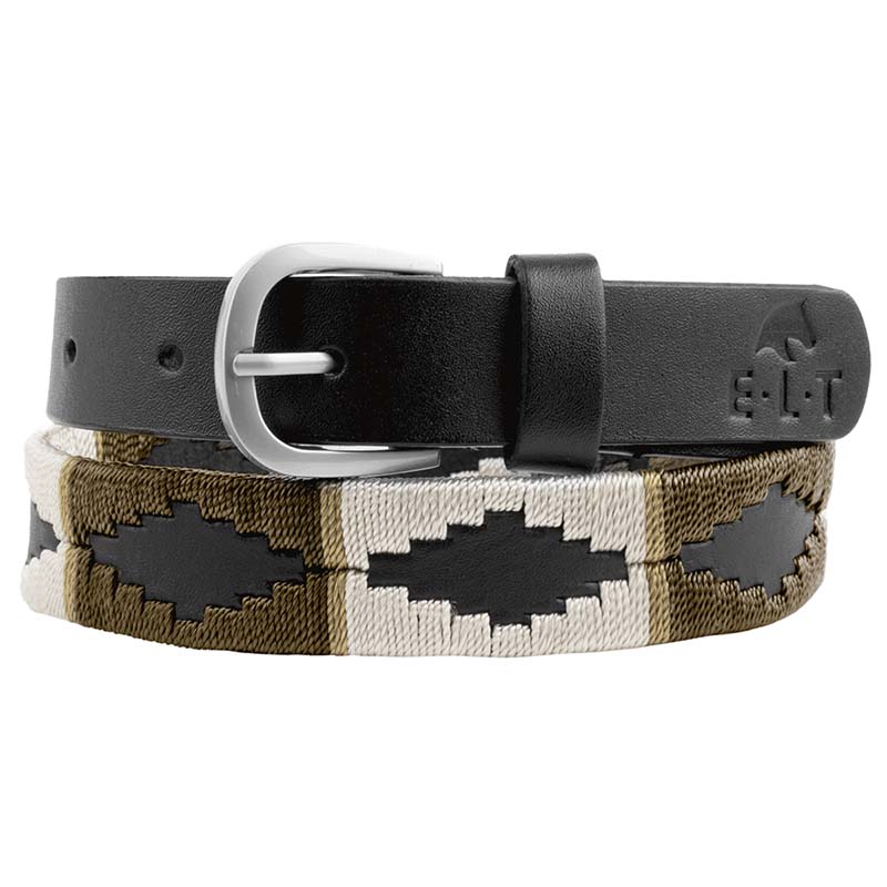 Cintura in pelle con Inserto tessuto stile Navajo
