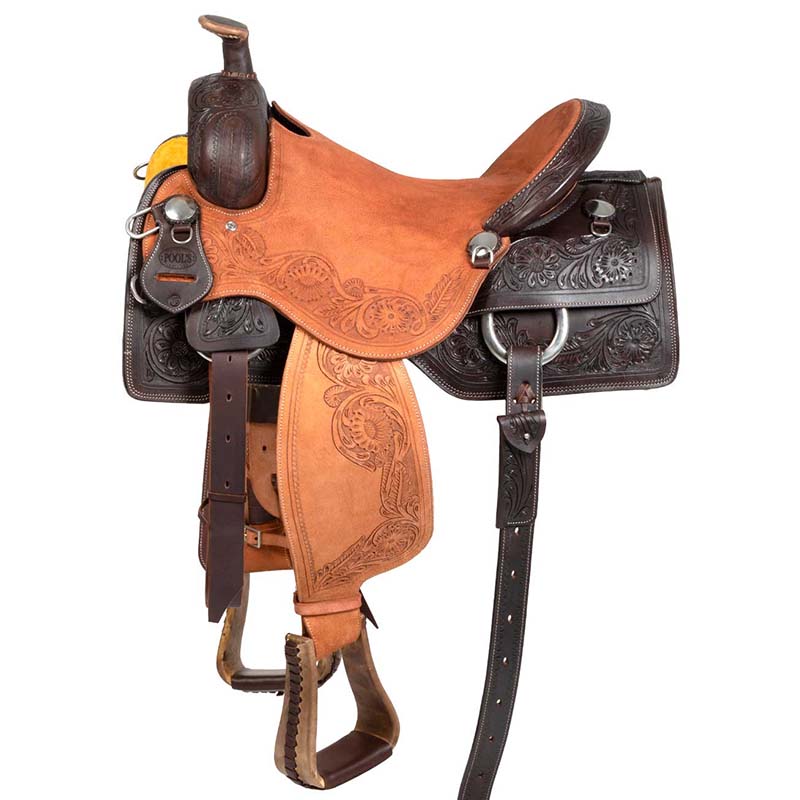 Sella Western Cow Horse Pool’s da lavoro e roping con flower tooling - 4914