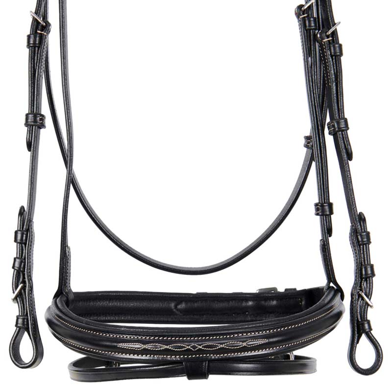 Testiera inglese Equestro in cuoio con frontalino ricamo Deco New - con Redini - 2340