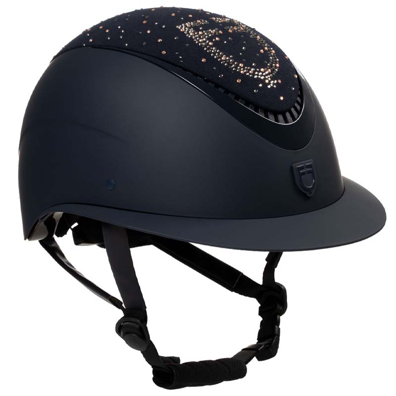 Casco Equitazione Equestro PROXIMA con Logo Strass e calotta opaca - visiera larga - 9802