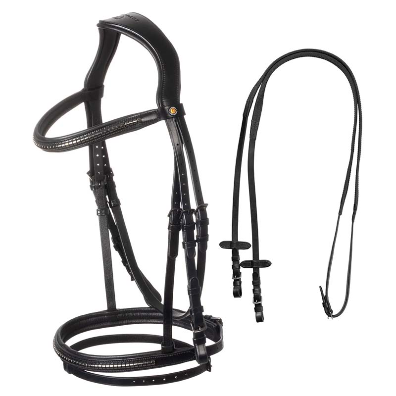 Testiera inglese Equestro con Clincher - in pelle, con redini - 3786