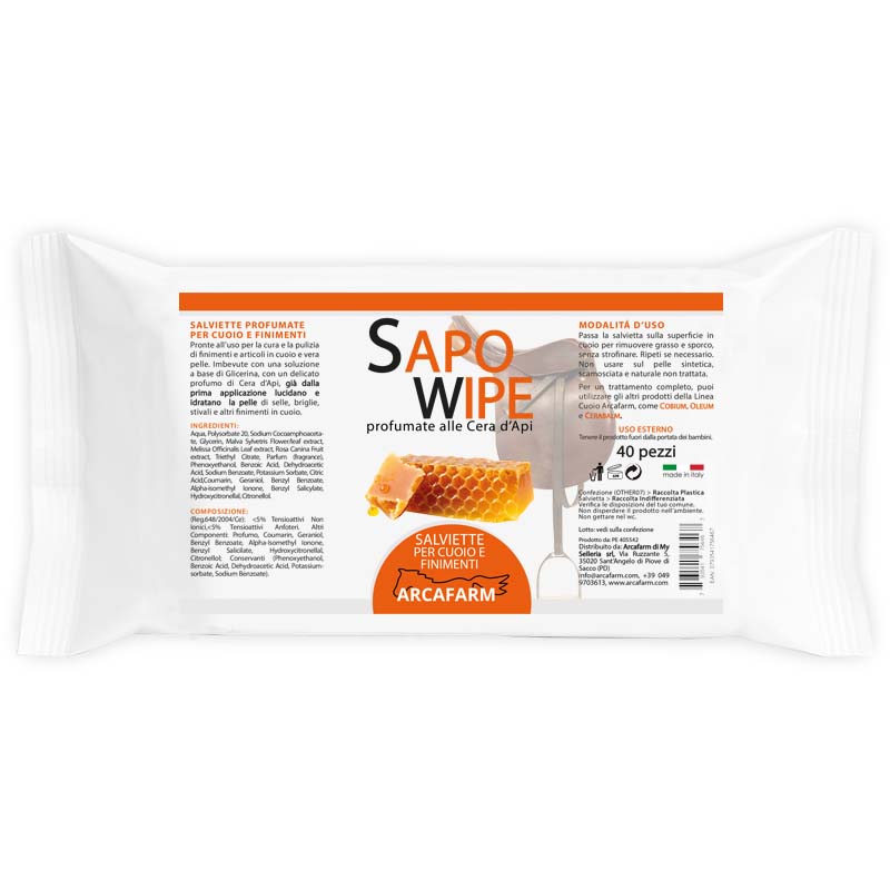 Sapowipe salviette cuoio e finimenti alla cera d'api arcafarm - 40 pezzi 