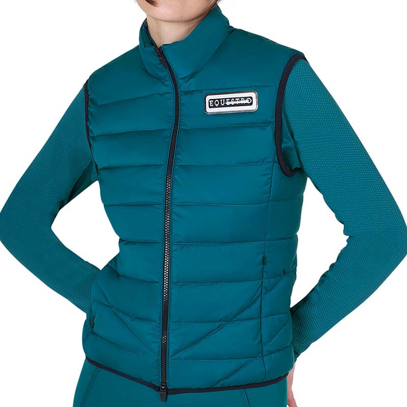 Gilet imbottito da donna equestro con bordi e zip a contrasto