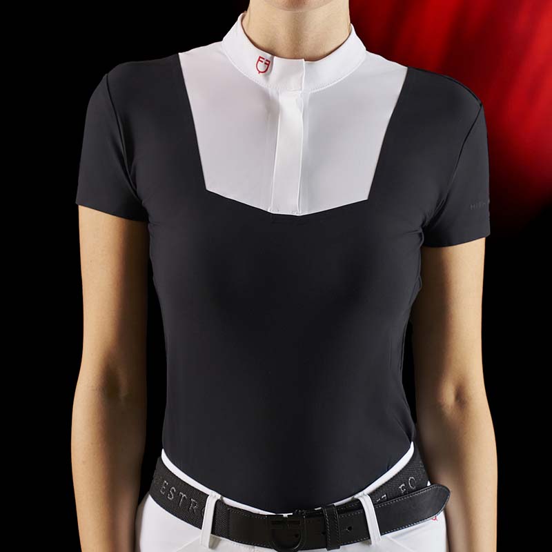 Polo da concorso donna maniche corte con bottoni Equestro Ridertechnology - 9933