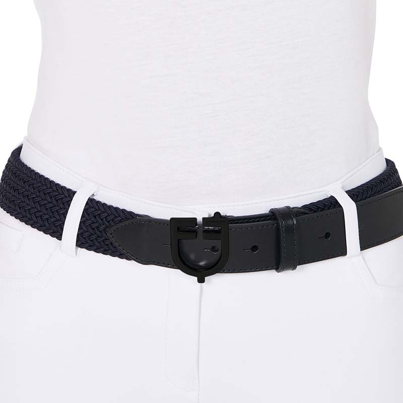 Cintura unisex Equestro elastica intrecciata con Fibbia Logo - 9475