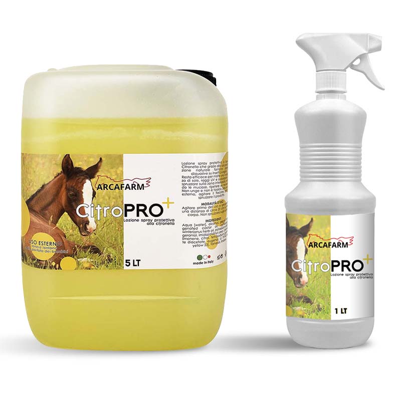 Set 6 lt citropro+ lozione spray protettiva citronella arcafarm - bottiglia e tanica