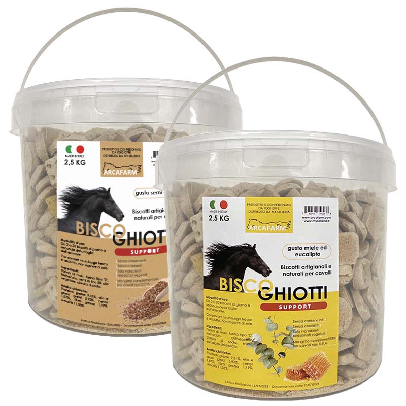 Biscotti funzionali e artigianali da forno per cavalli biscoghiotti 2.5 kg linea support - vari gusti