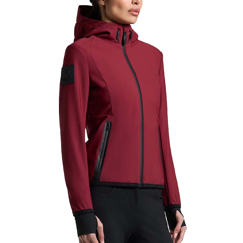 Giacca softshell da donna cavalleria toscana con cappuccio, bordeaux
