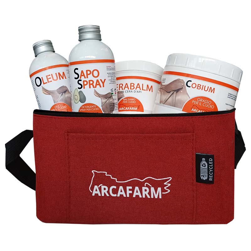Kit per Cuoio con Borsa ARCAFARM da viaggio - per scarpe, stivali, selle, finimenti in vera pelle