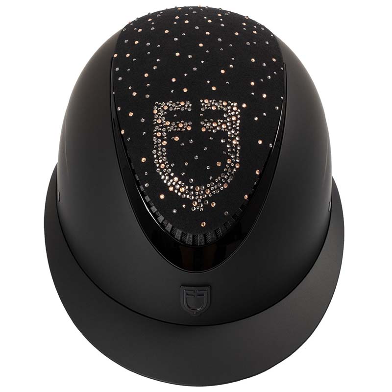 Casco Equitazione Equestro PROXIMA con Logo Strass e calotta opaca - visiera larga - 9802