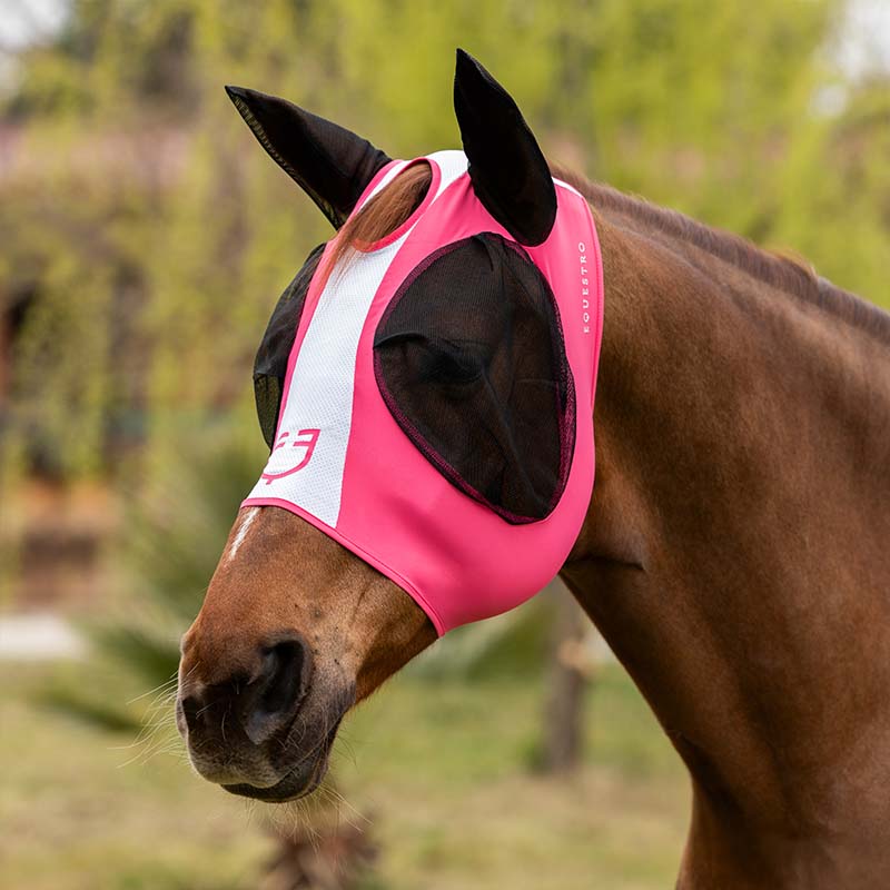 Maschera antimosche cavallo equestro in lycra e rete mesh