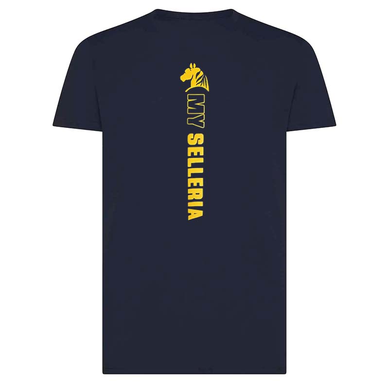 T-Shirt Equitazione Uomo STALLION SPIRIT - Blue Edition con stampa senape - 9401