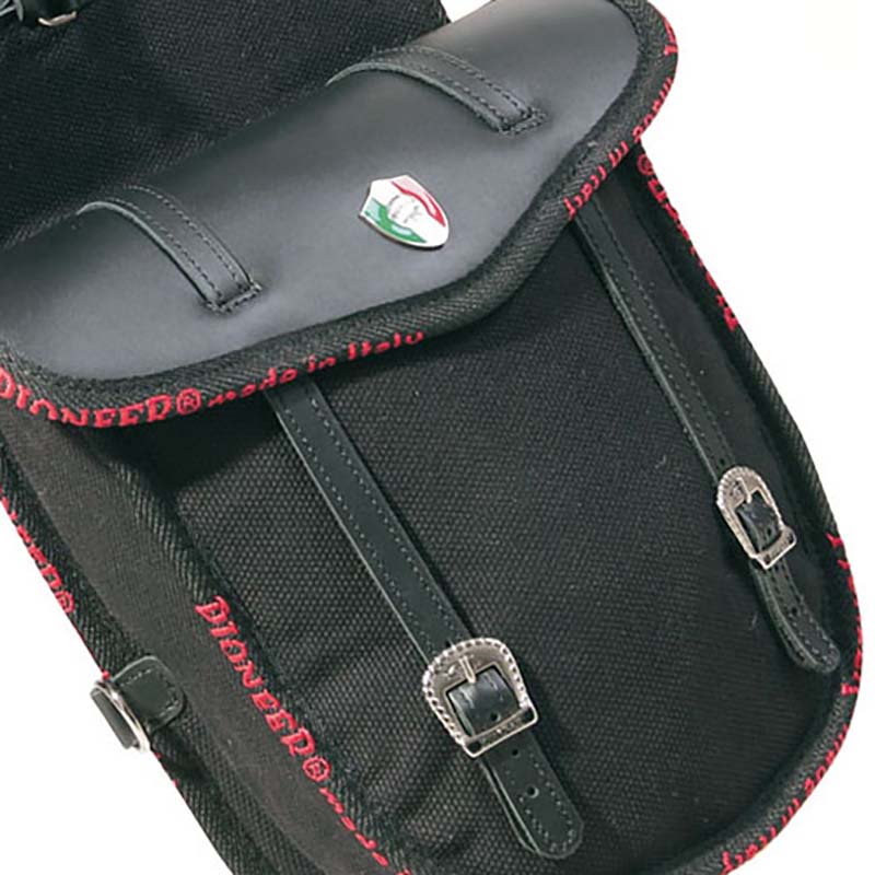 Bisaccia posteriore pioneer doppia in cotone e cuoio - 0296