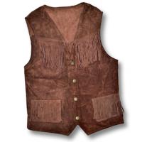 GILET IN PELLE SCAMOSCIATA CON FRANGE