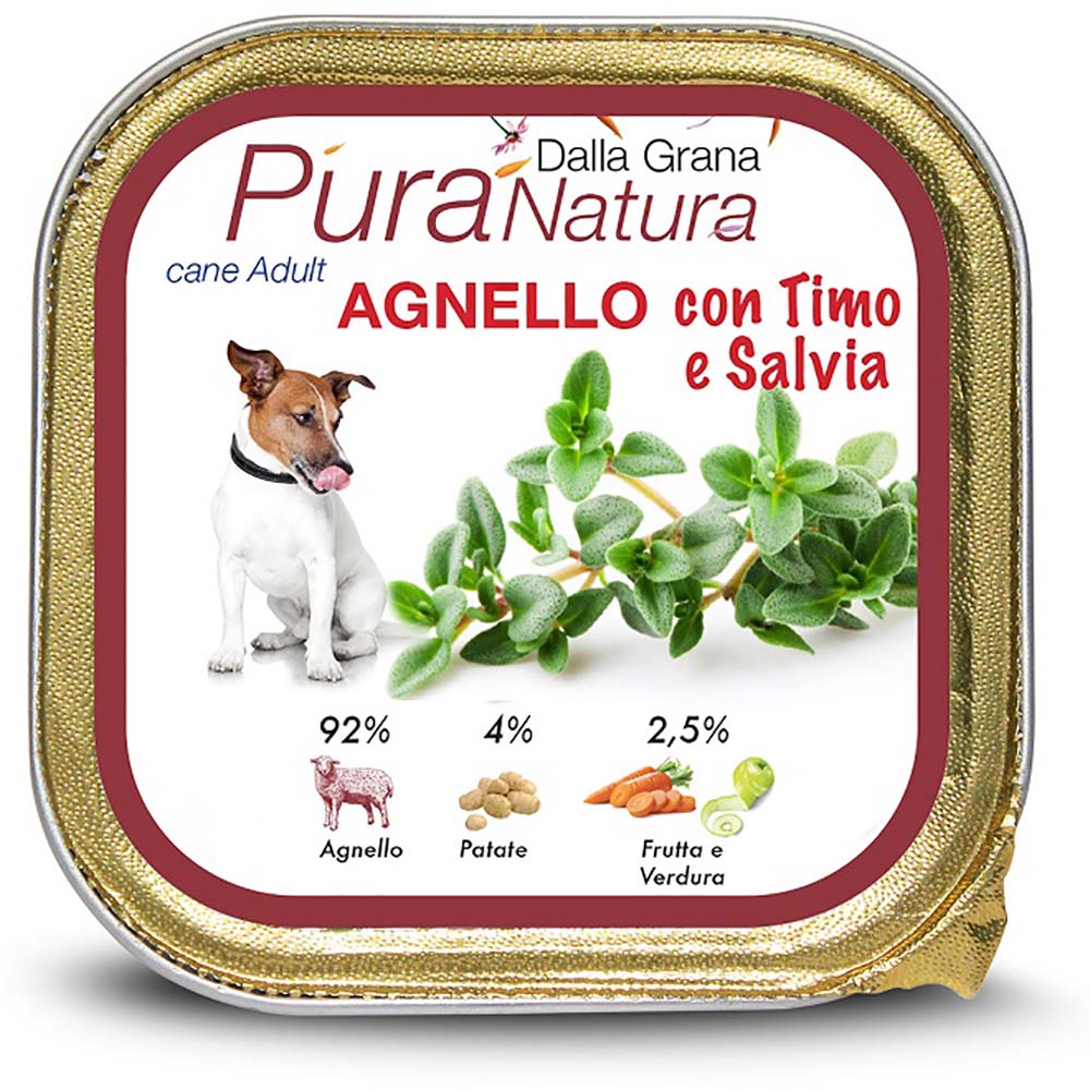 Cibo Umido in Scatola 150 gr Pura Natura Dalla Grana Monoproteico per Cani  al gusto Agnello - MySelleria