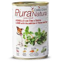 Cibo Umido in Scatola 400 gr Pura Natura Dalla Grana Monoproteico per Cani al gusto Agnello