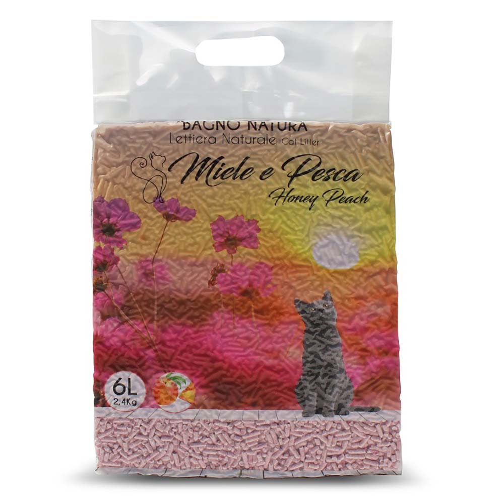 Lettiera Naturale in Pellet al Miele e Pesca per Gatti Officinalis Bagno  Natura 6 lt - MySelleria