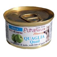 Cibo Umido 85 gr Pura Natura Dalla Grana Monoproteico per Gattini al gusto di Quaglia e Mele